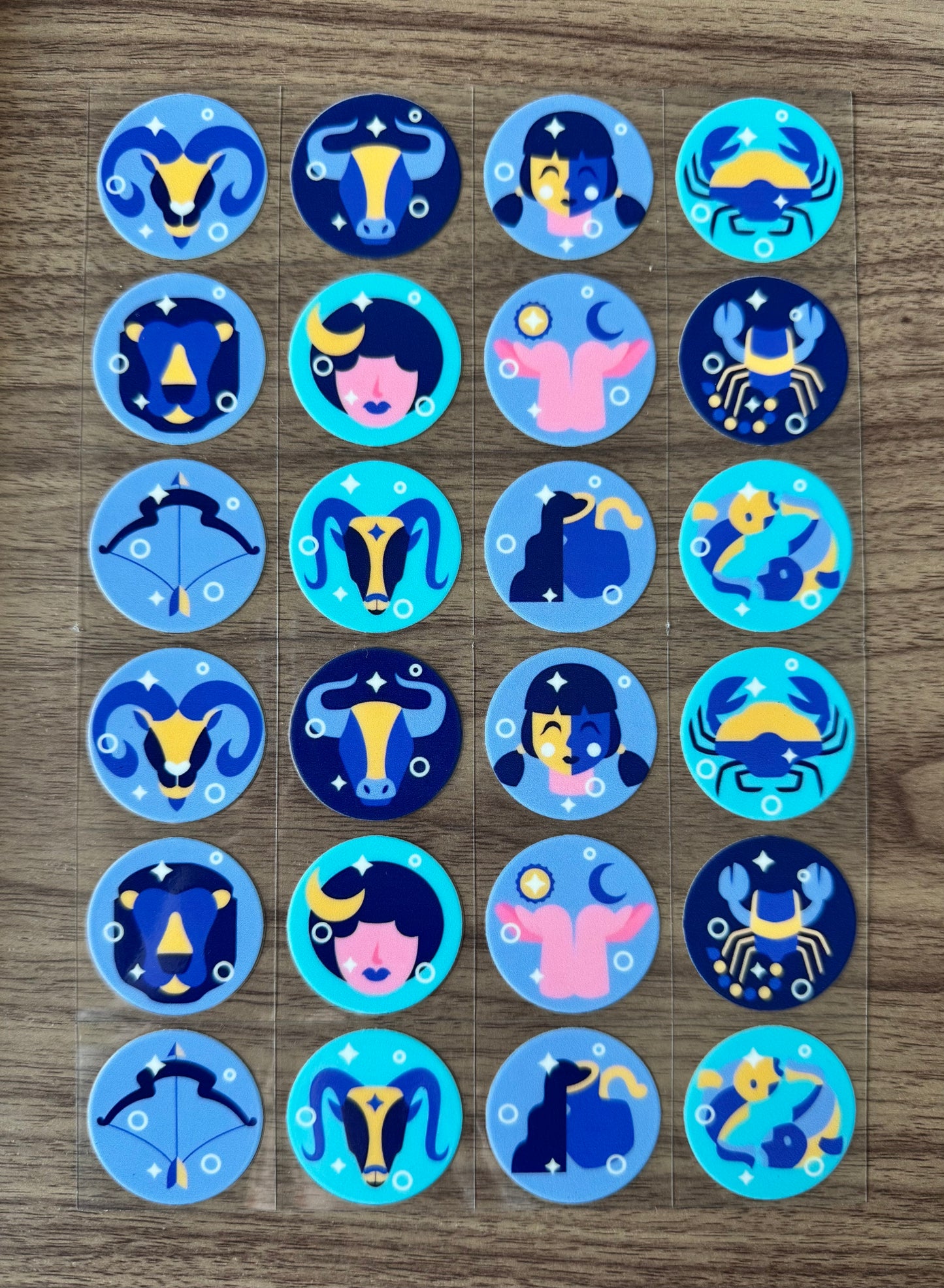 Blue Zodiac Signs Kiss Cut Sheet
