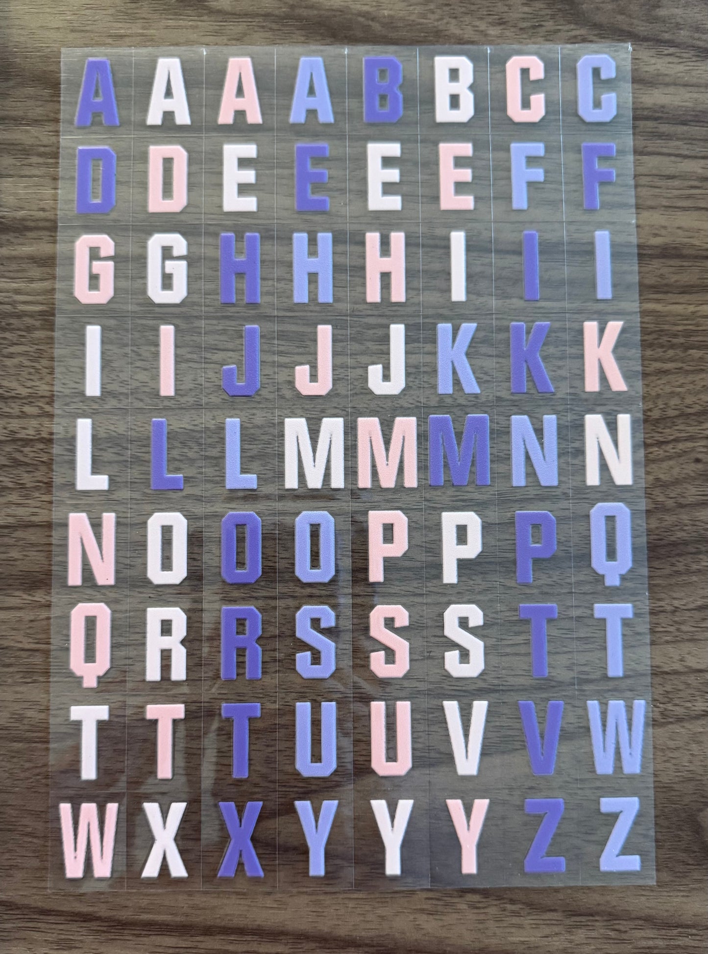 Purples & Pinks Letters Sheet
