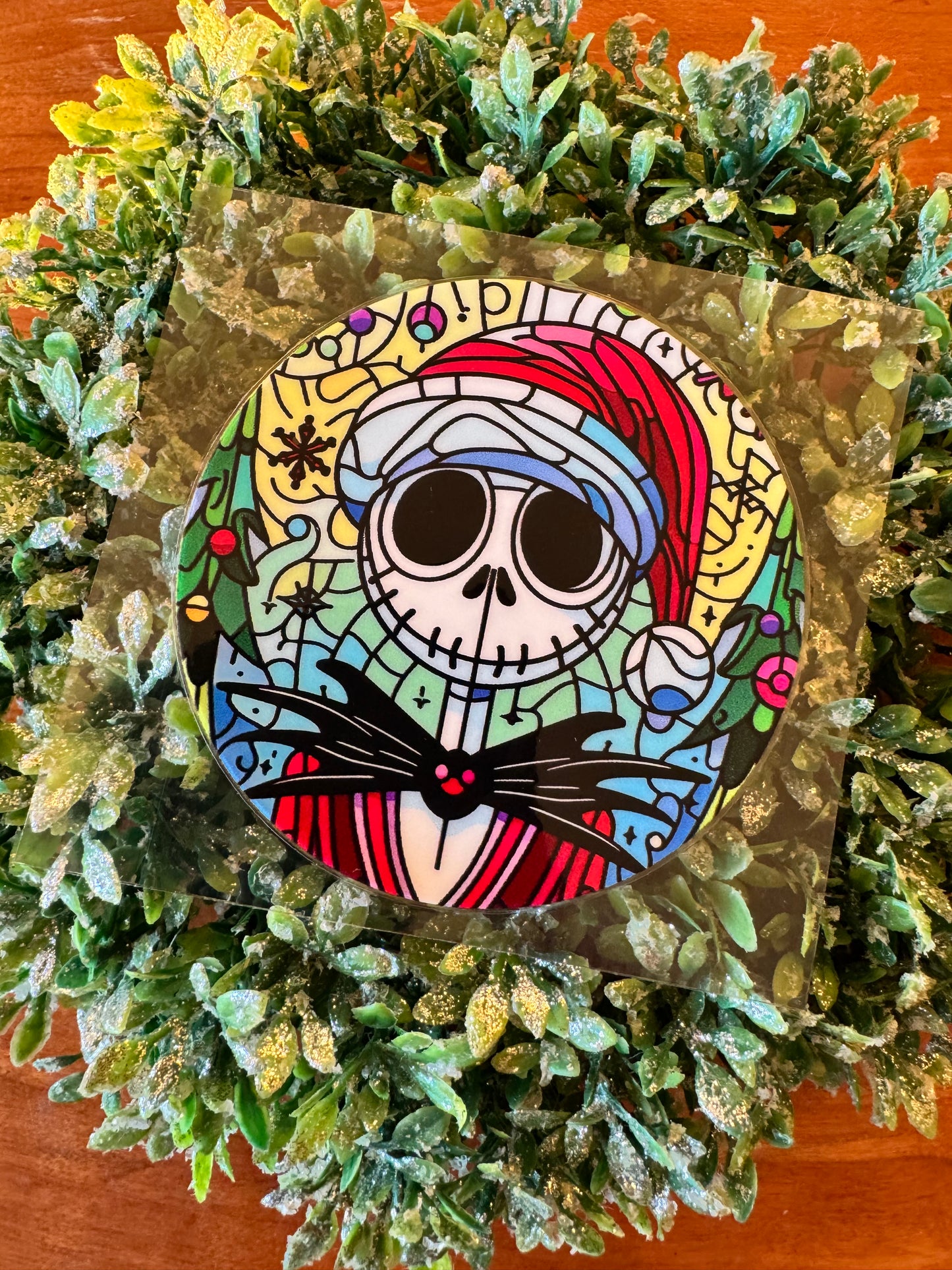 Santa Skeleton Circle Decal