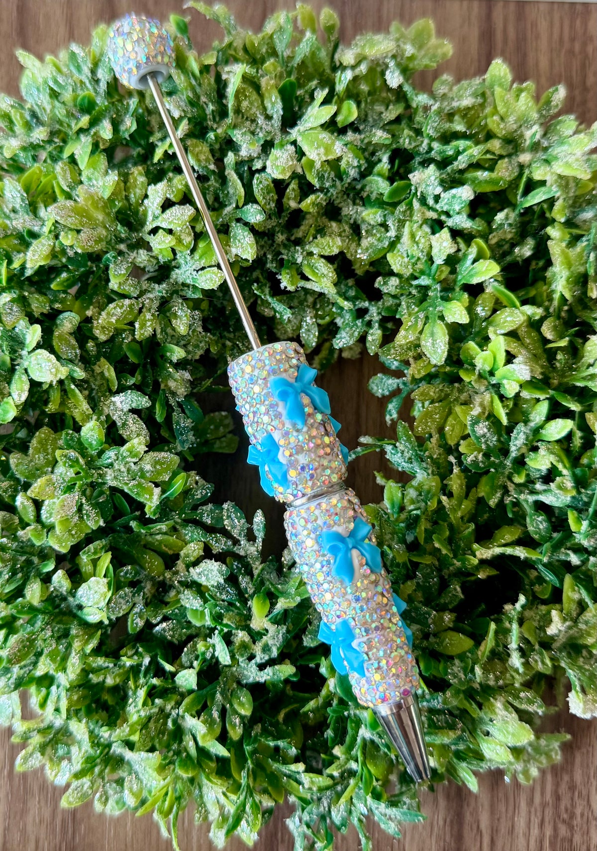 Silver/Blue Bow Fancy Pen