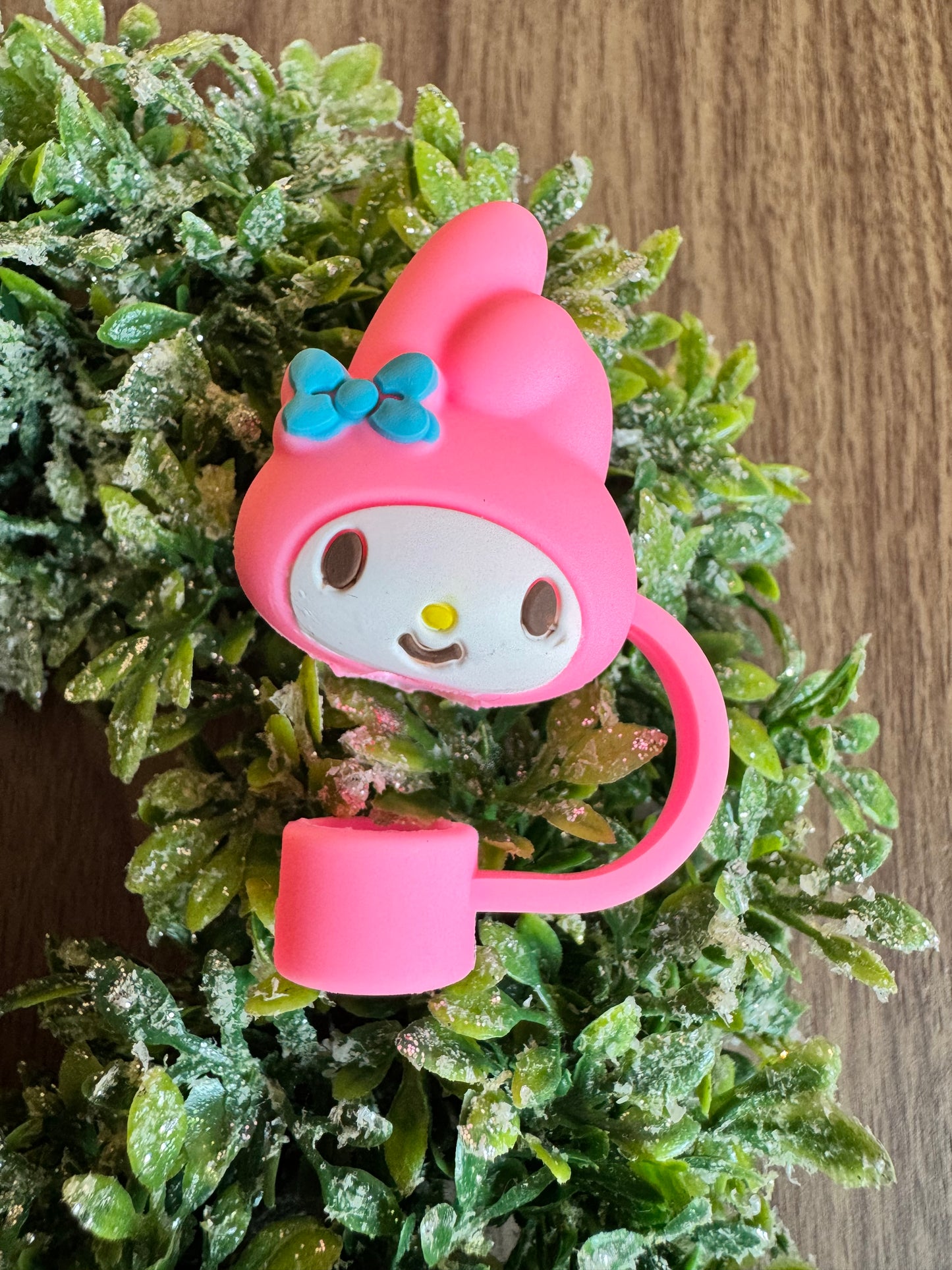 Pink Kawaii Head Straw Topper