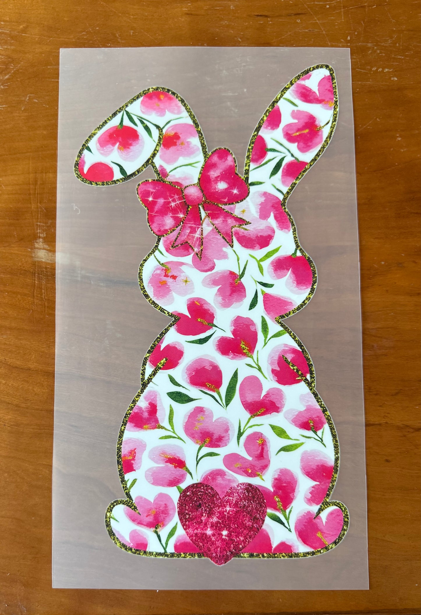 Pink Flowery Bunny Transfer