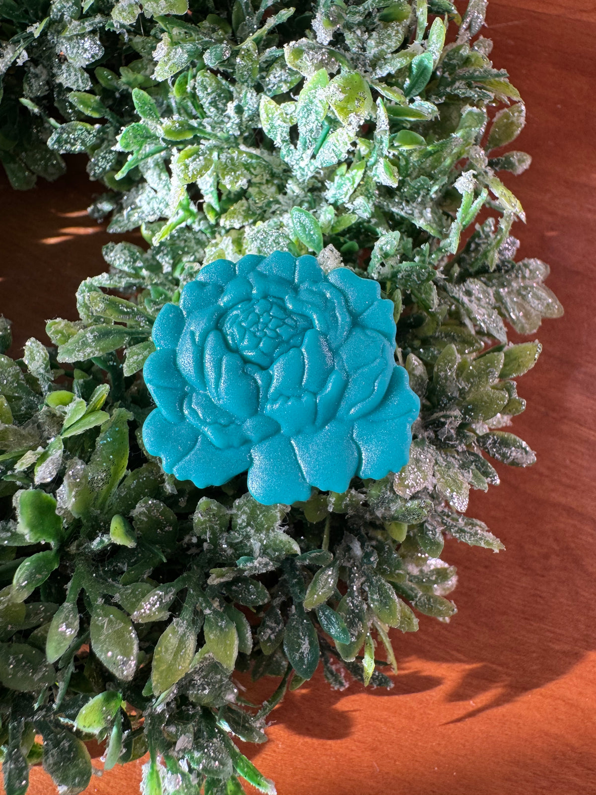 Teal Shimmer Flower Focal