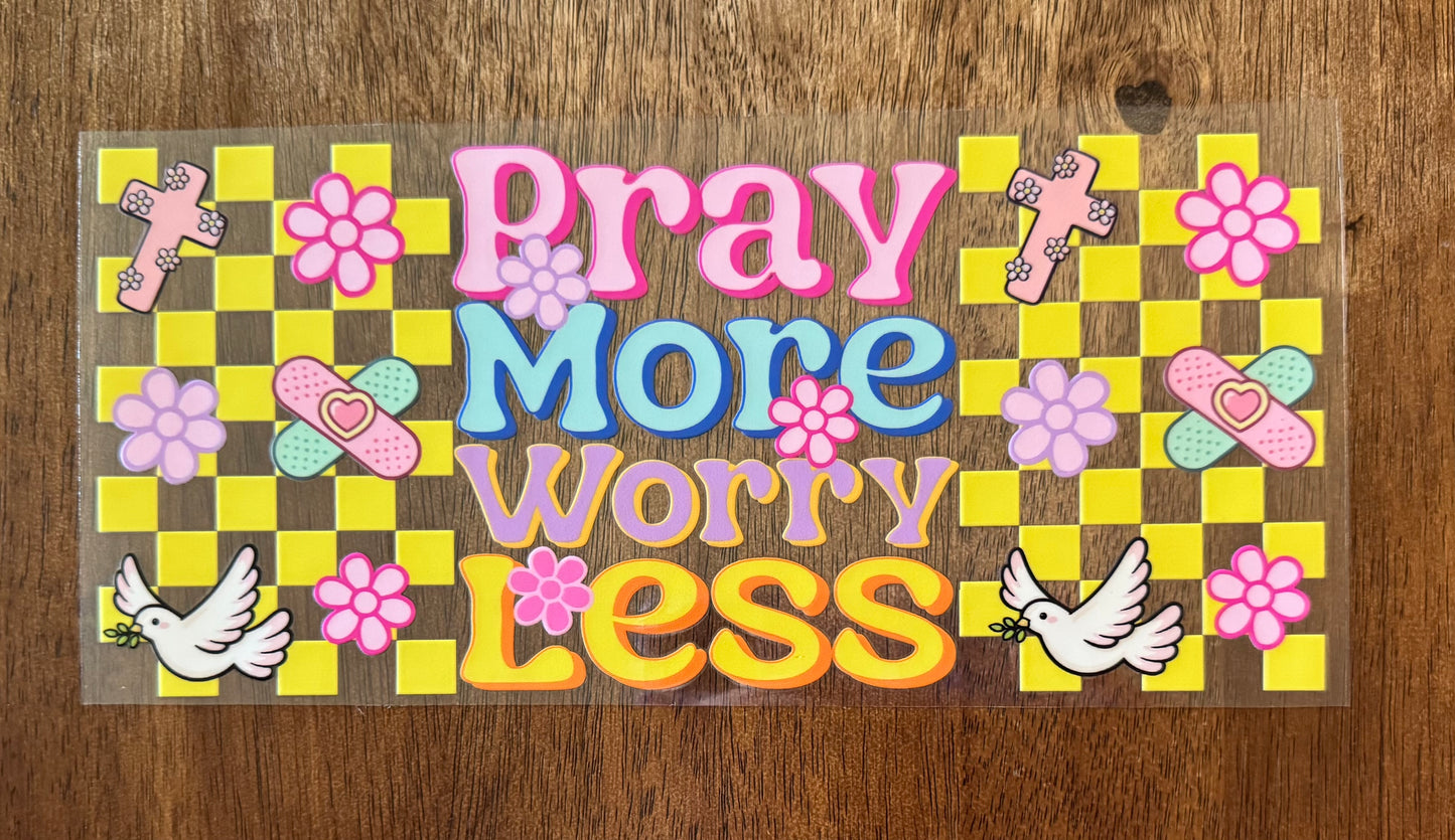 Checkered Pray More Worry Less Cup Wrap
