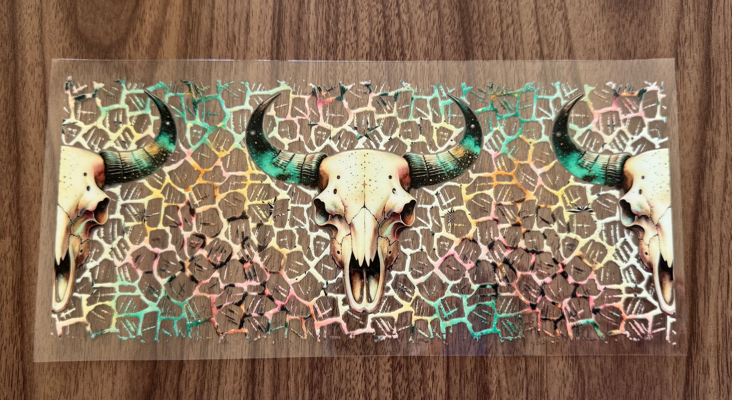 Colorful Bull Skull Cup Wrap