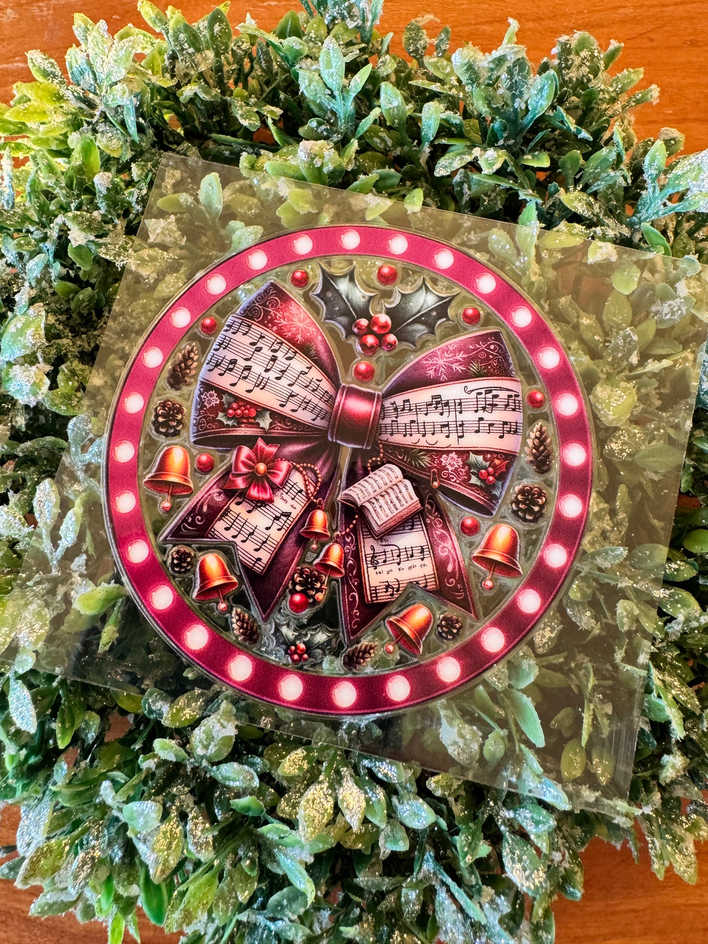 Christmas Music Bow Circle Decal