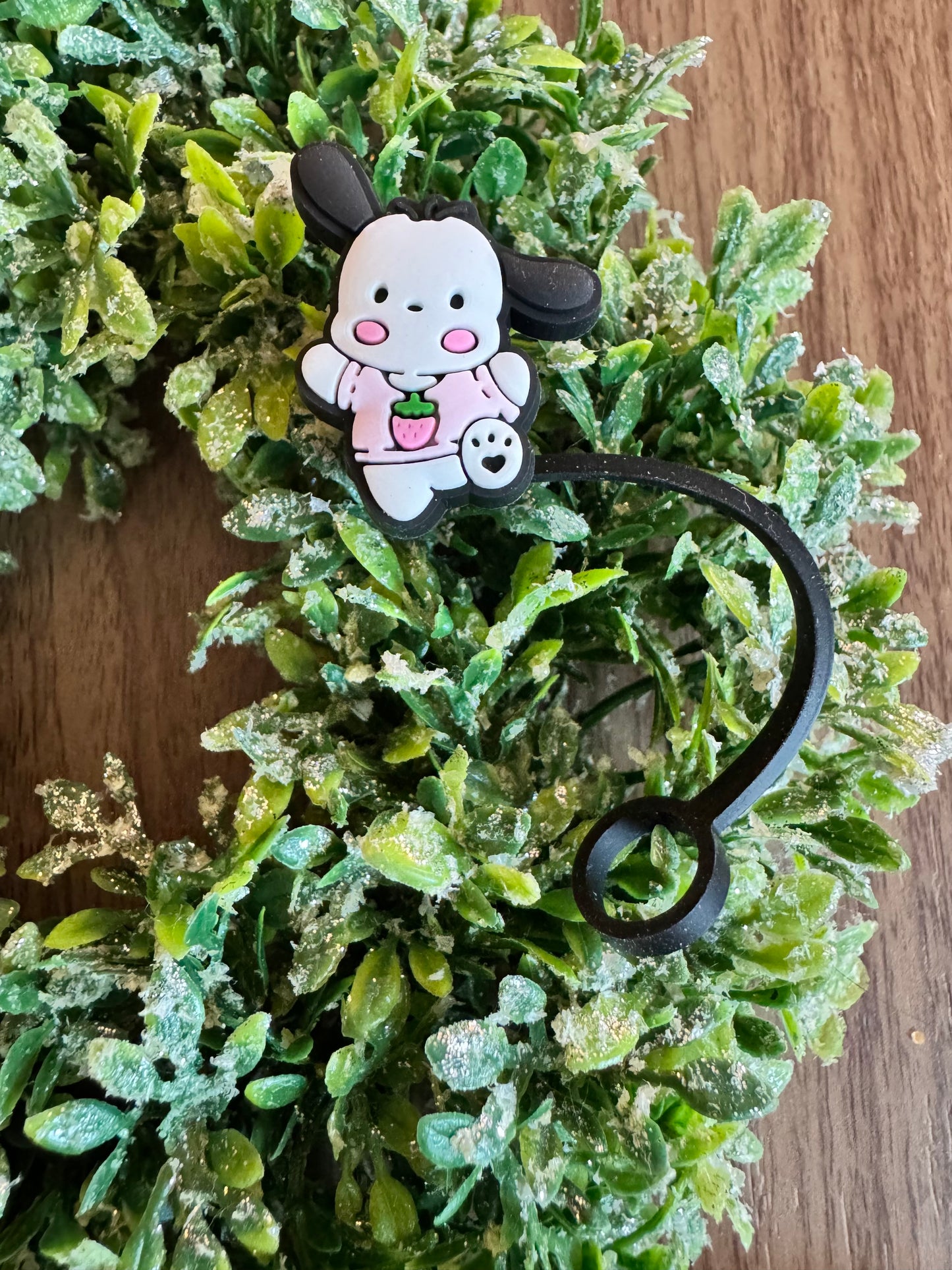 Pink Kawaii Dog Straw Topper