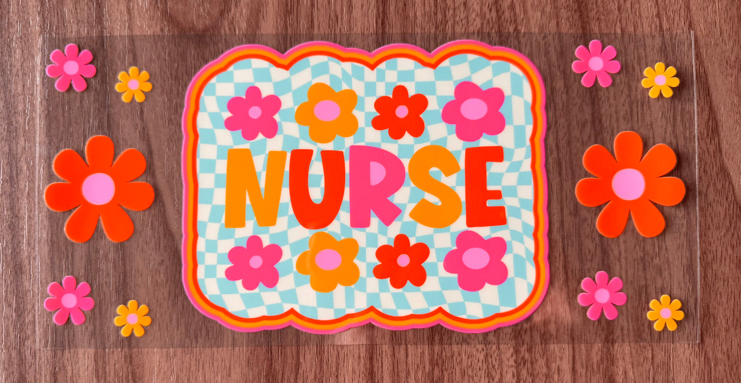 Flowery Checkered Nurse Cup Wrap