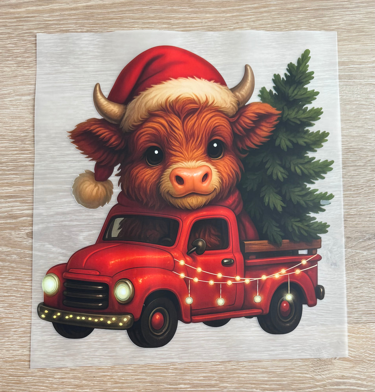 Red Truck Christmas Cow Transfer