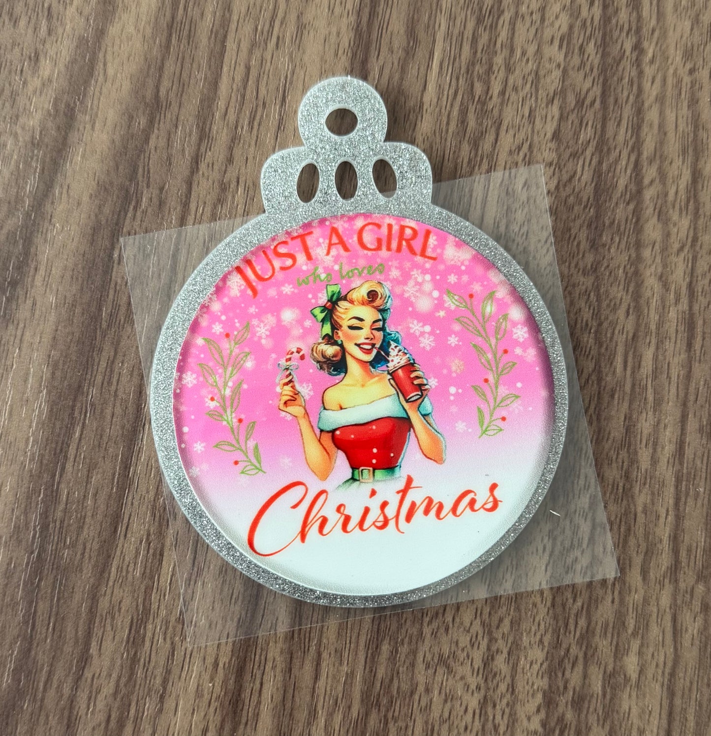 Girl Who Loves Christmas Circle Decal