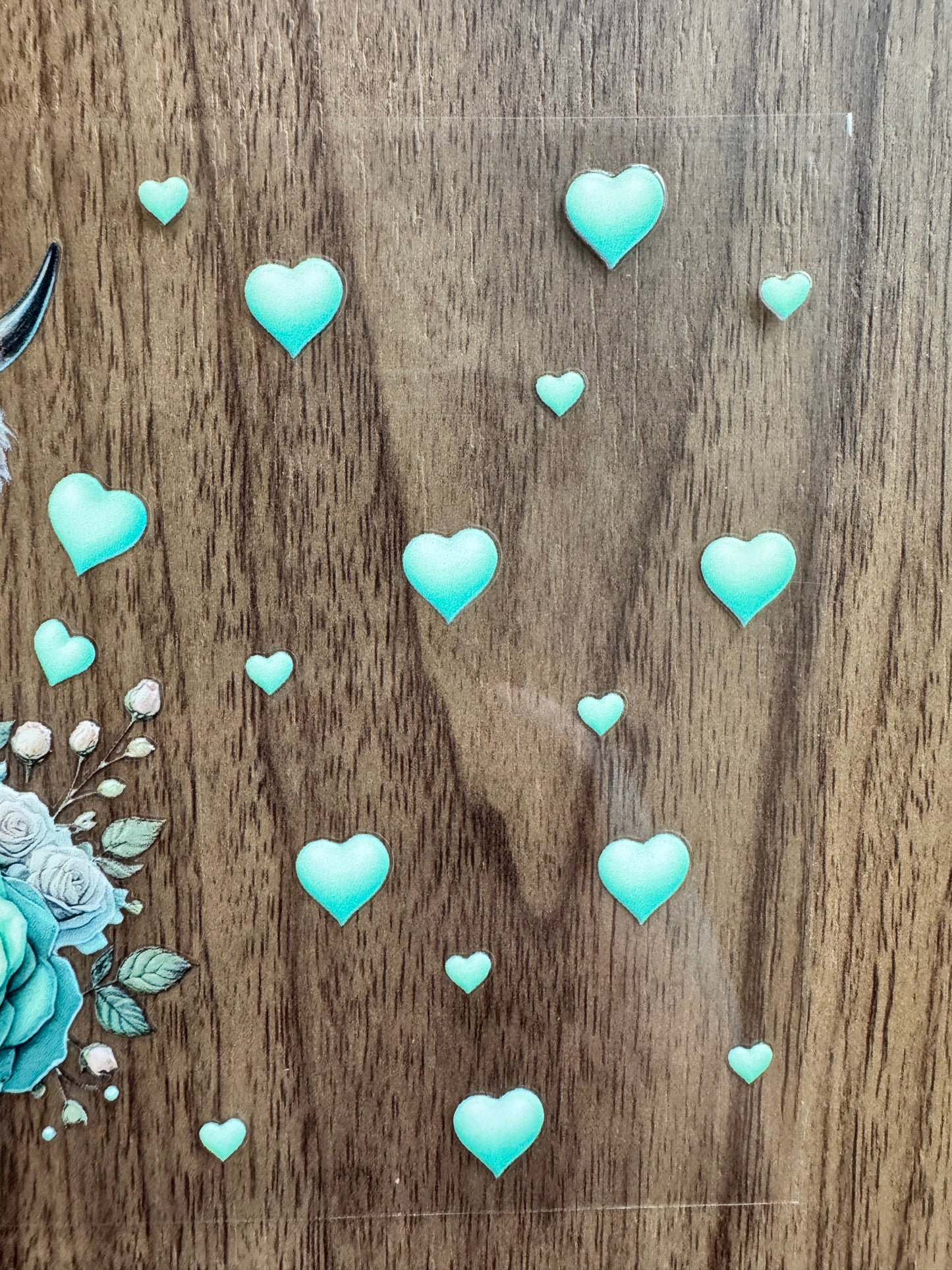 Teal Heart Cow Cup Wrap