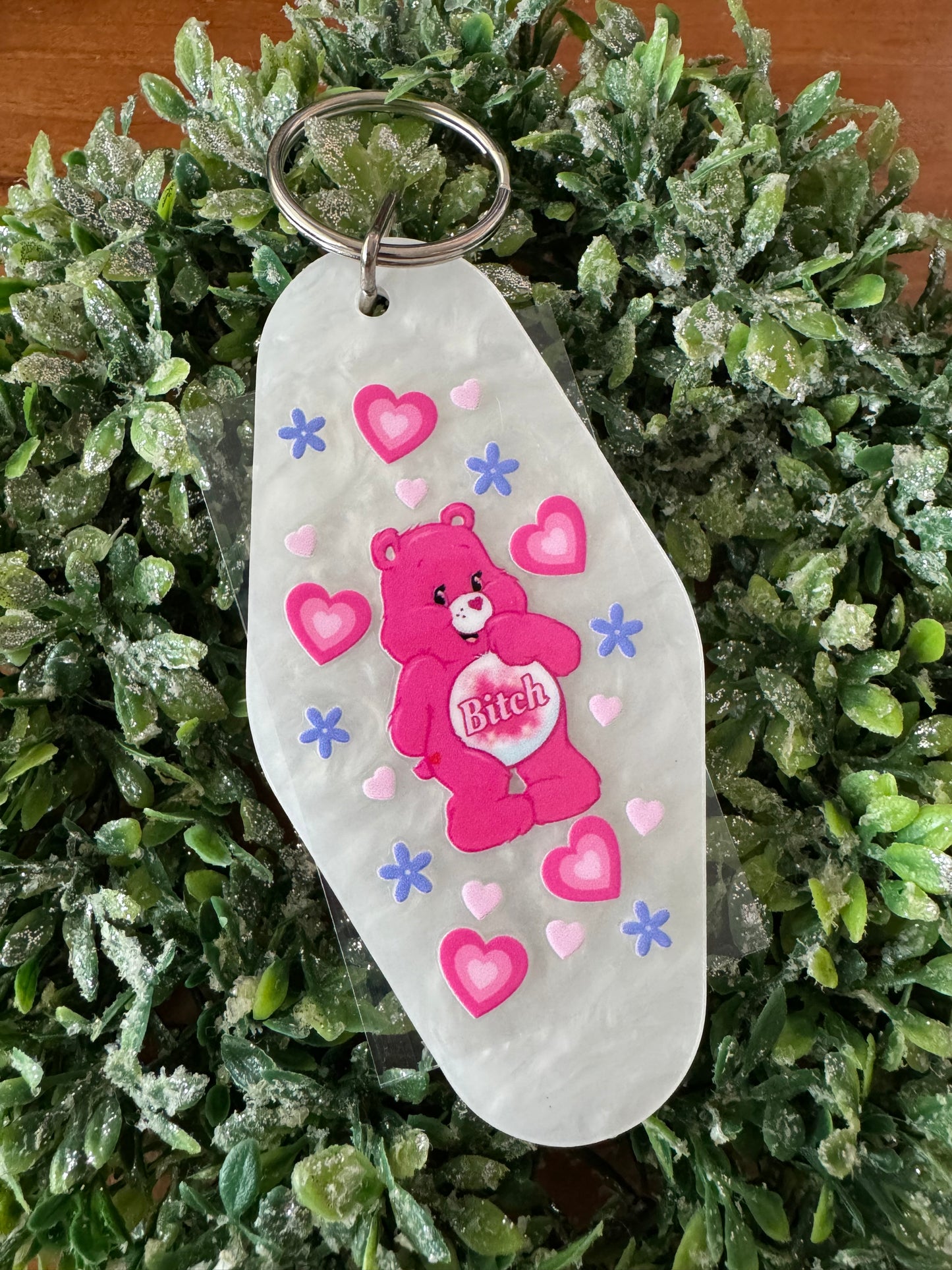 Hot Pink Swear Bear Keychain Decal