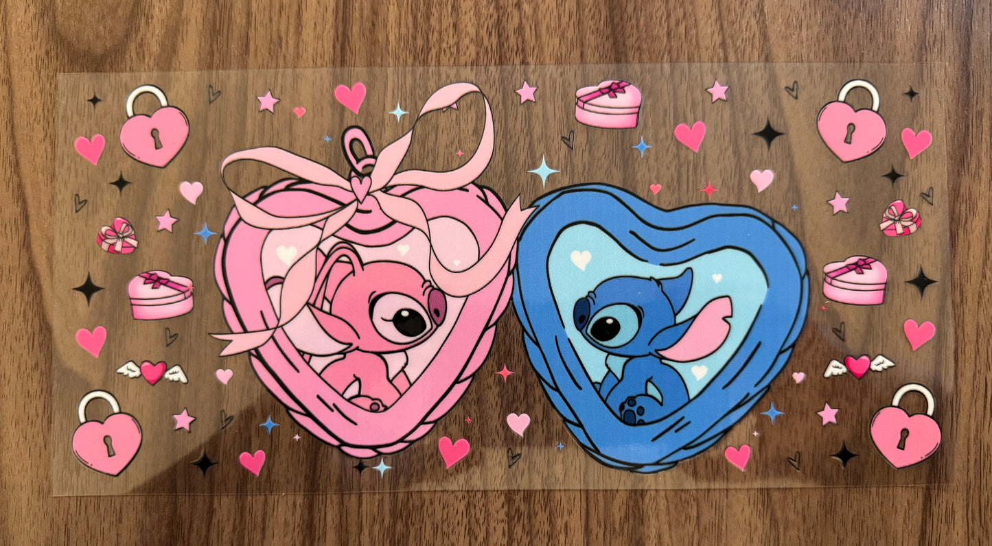 Pink & Blue Alien Hearts Cup Wrap