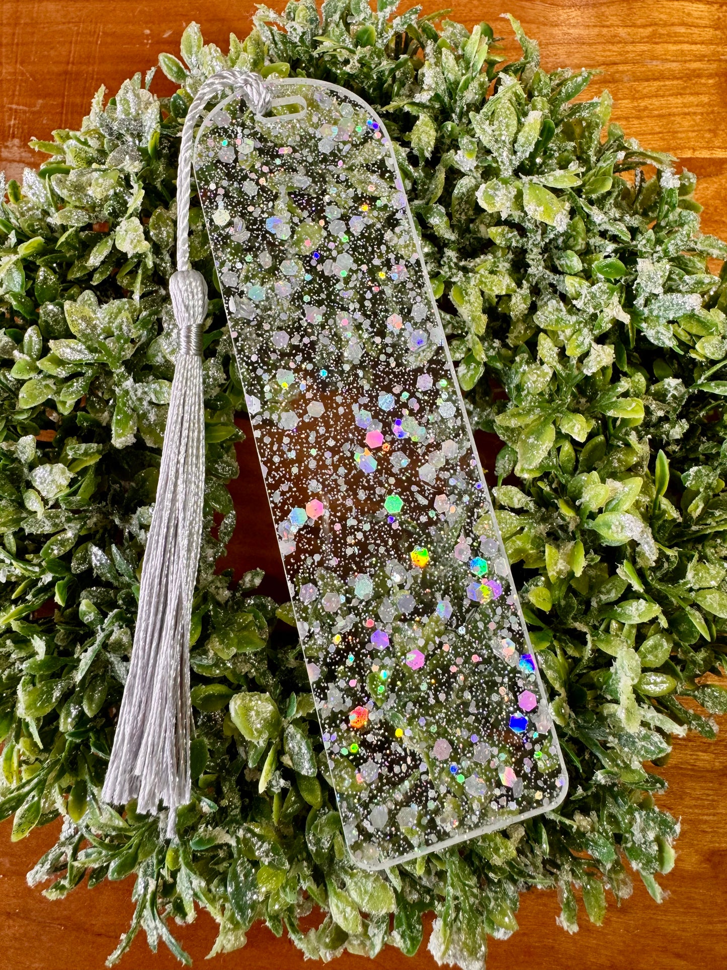 Silver Confetti Sparkles Bookmark