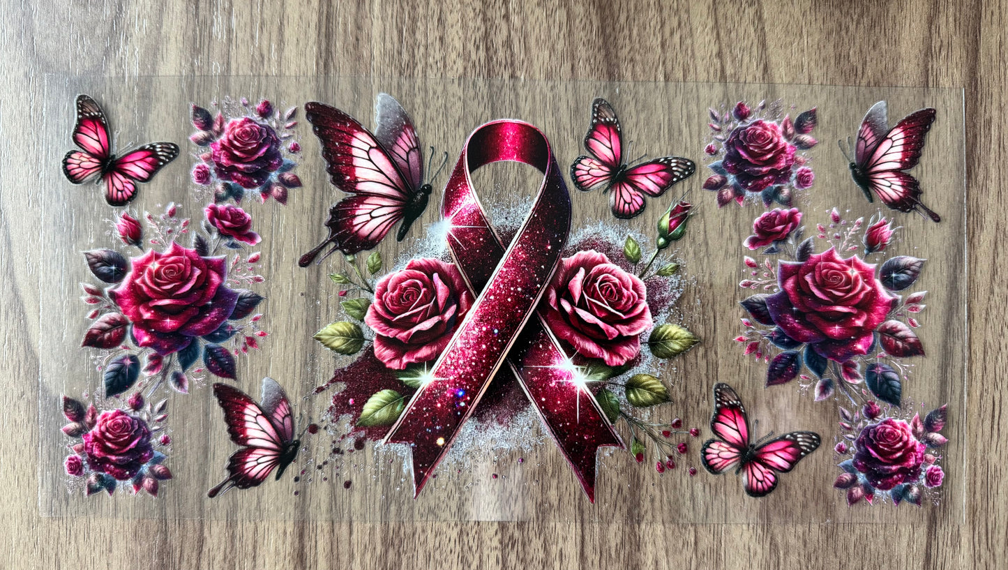 Sparkly Maroon Awareness Ribbon Cup Wrap