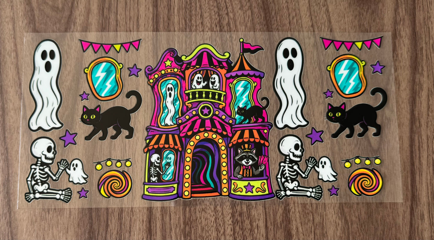 Colorful Haunted House Cup Wrap