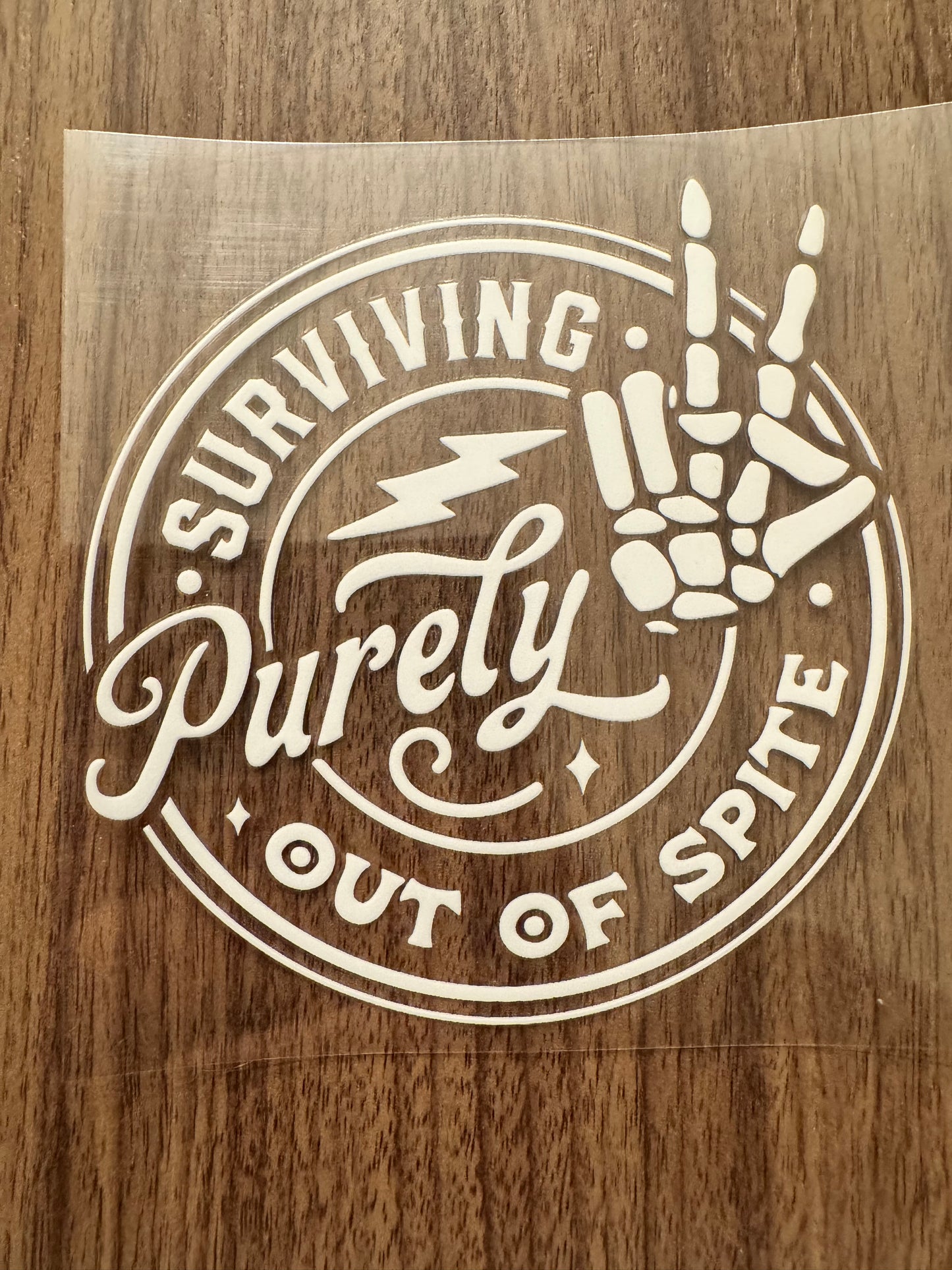 White Surviving Spite Decal