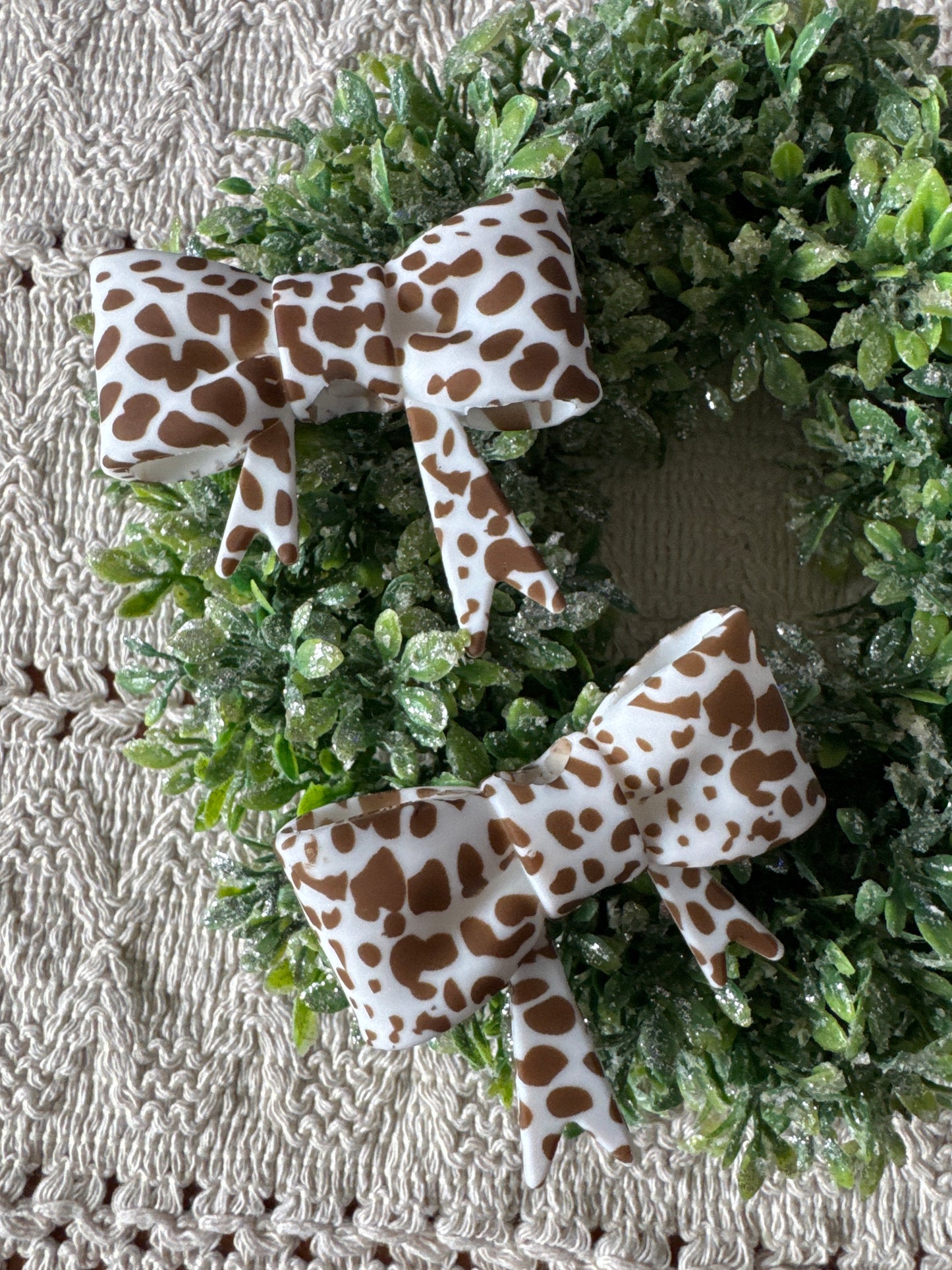 Brown Cow Print Bow Focal