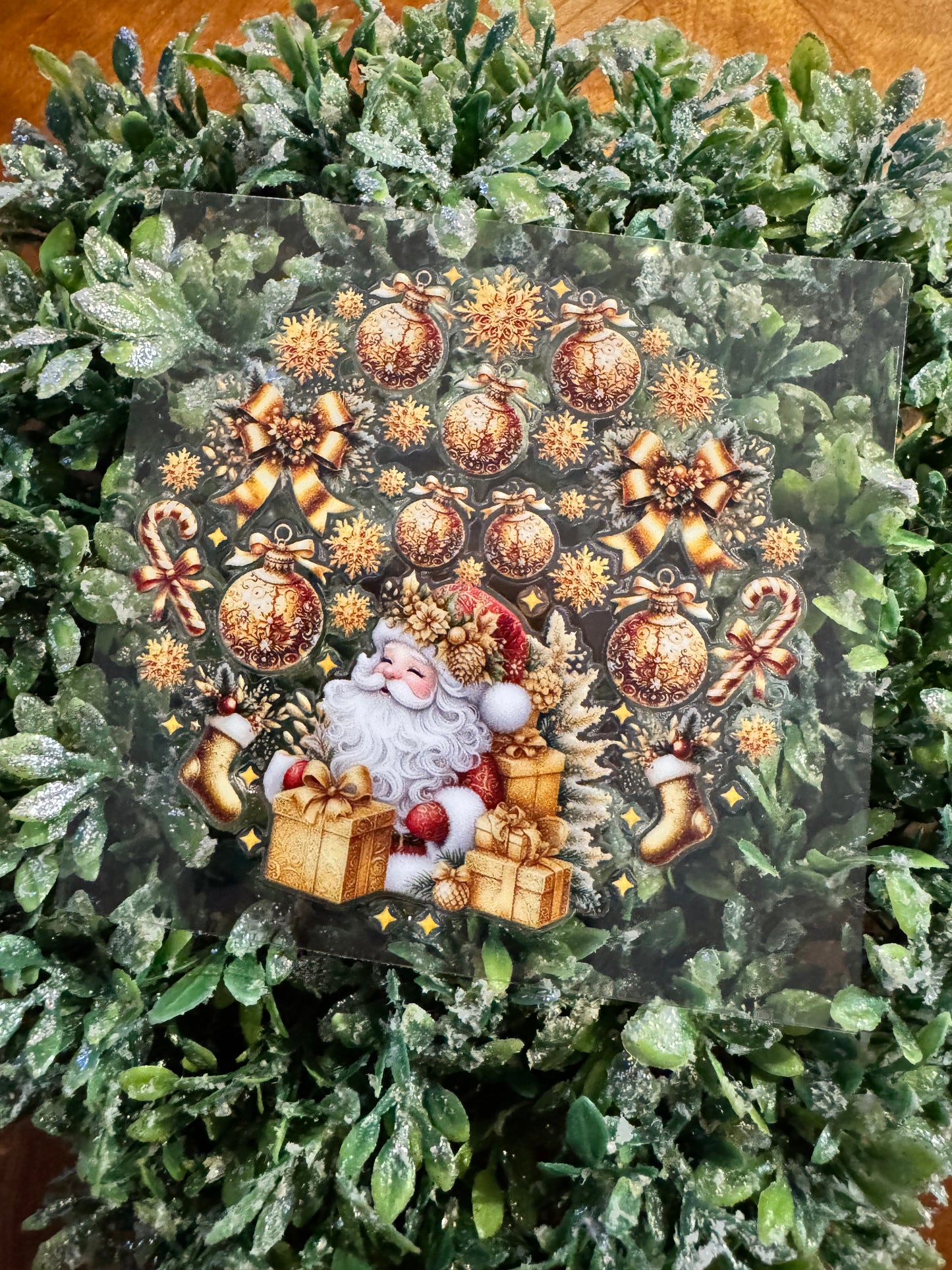 Golden Santa Circle Decal