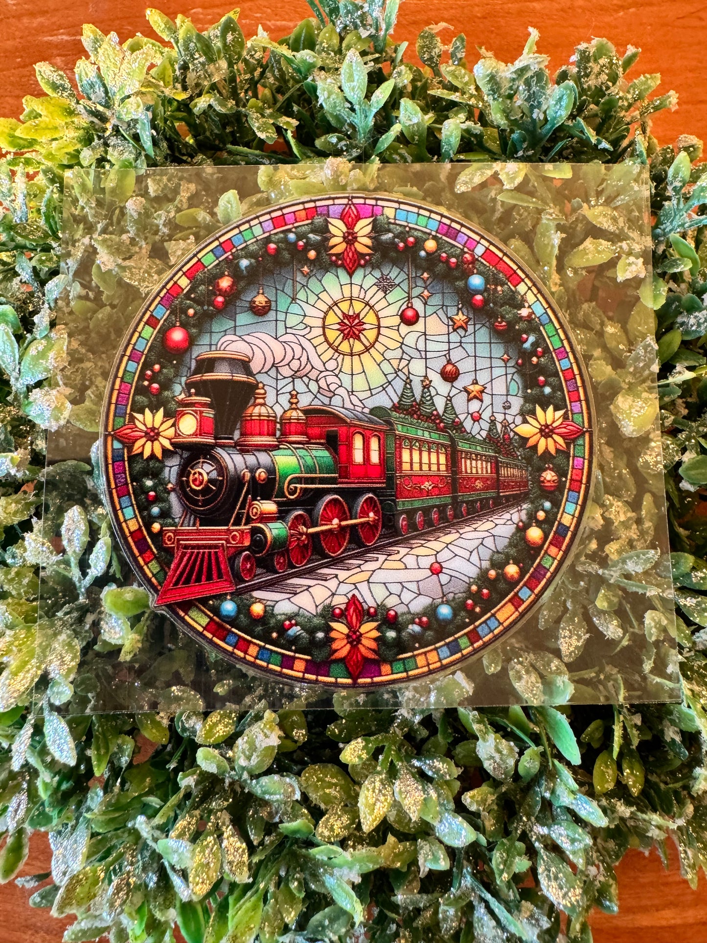 Christmas Train Circle Decal