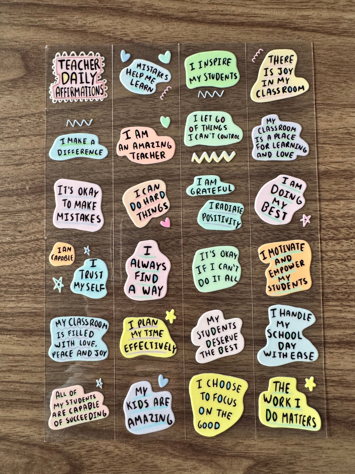 Teacher Affirmations Sheet