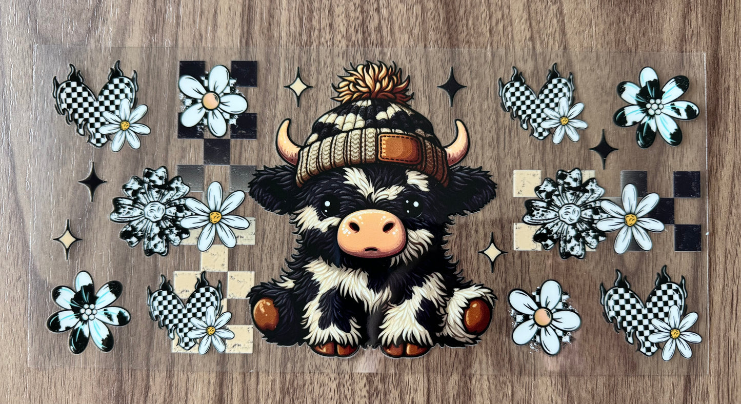 Fluffy White & Black Cow Cup Wrap