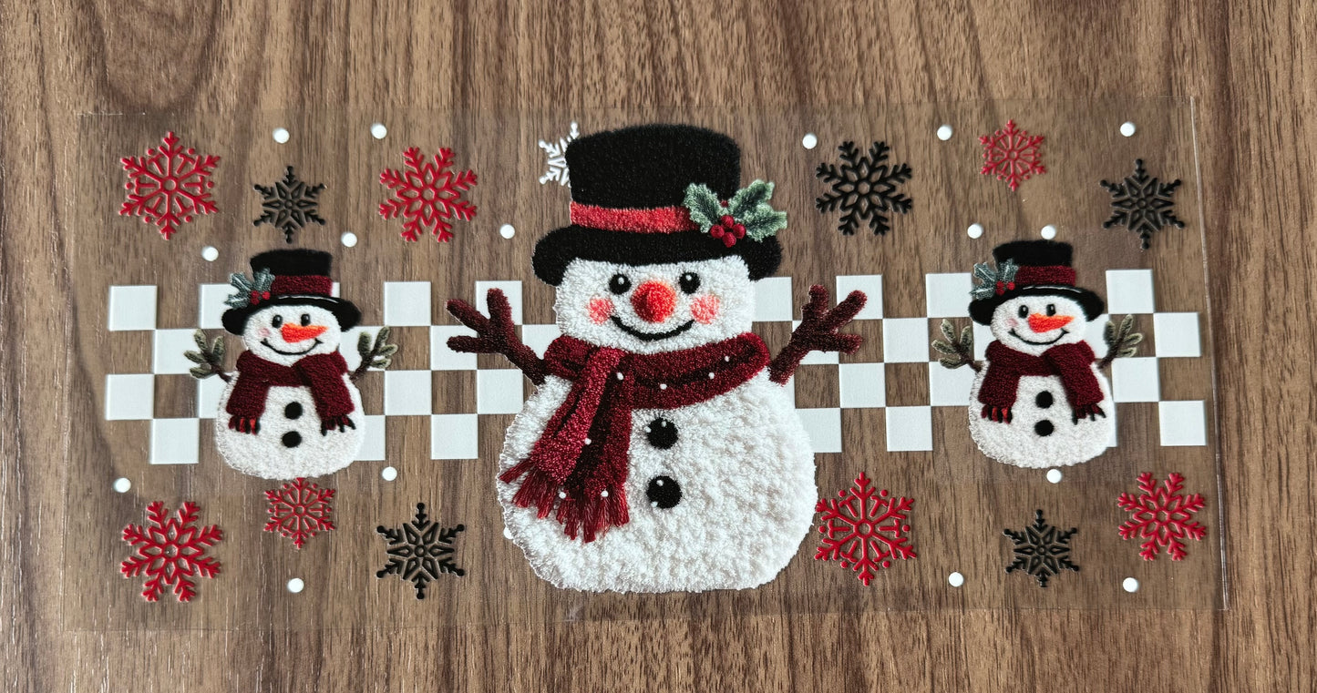 Checkered Snowman Cup Wrap