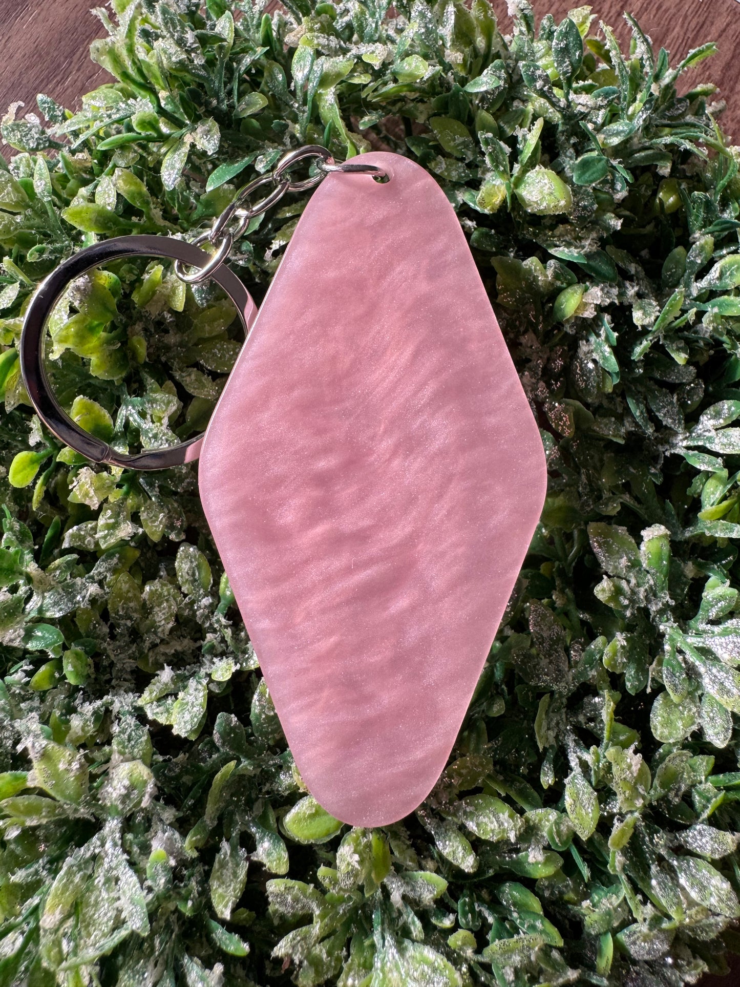 Pale Pink Marble Motel Keychain