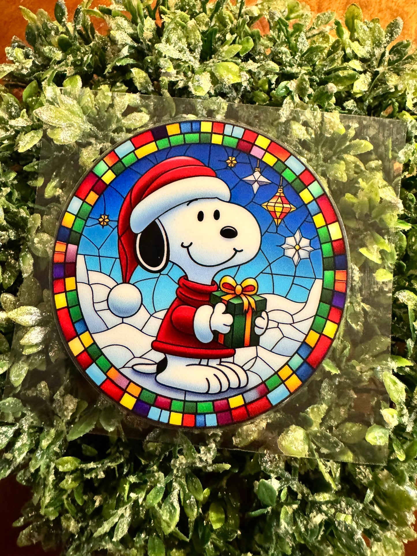 Santa Peanut Dog Circle Decal
