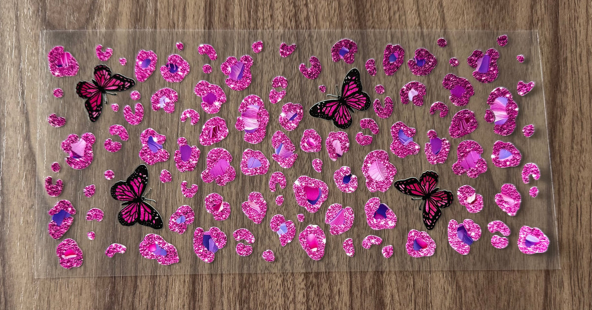 Pink Leopard Butterflies Cup Wrap