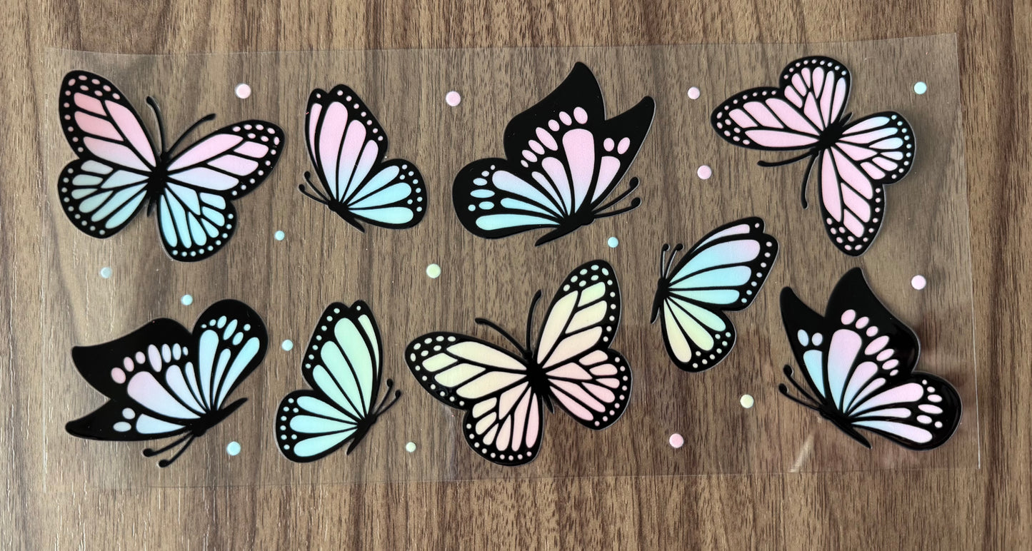 Pastel Rainbow Butterflies Cup Wrap