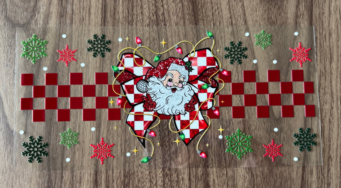Checkered Santa Bow Cup Wrap