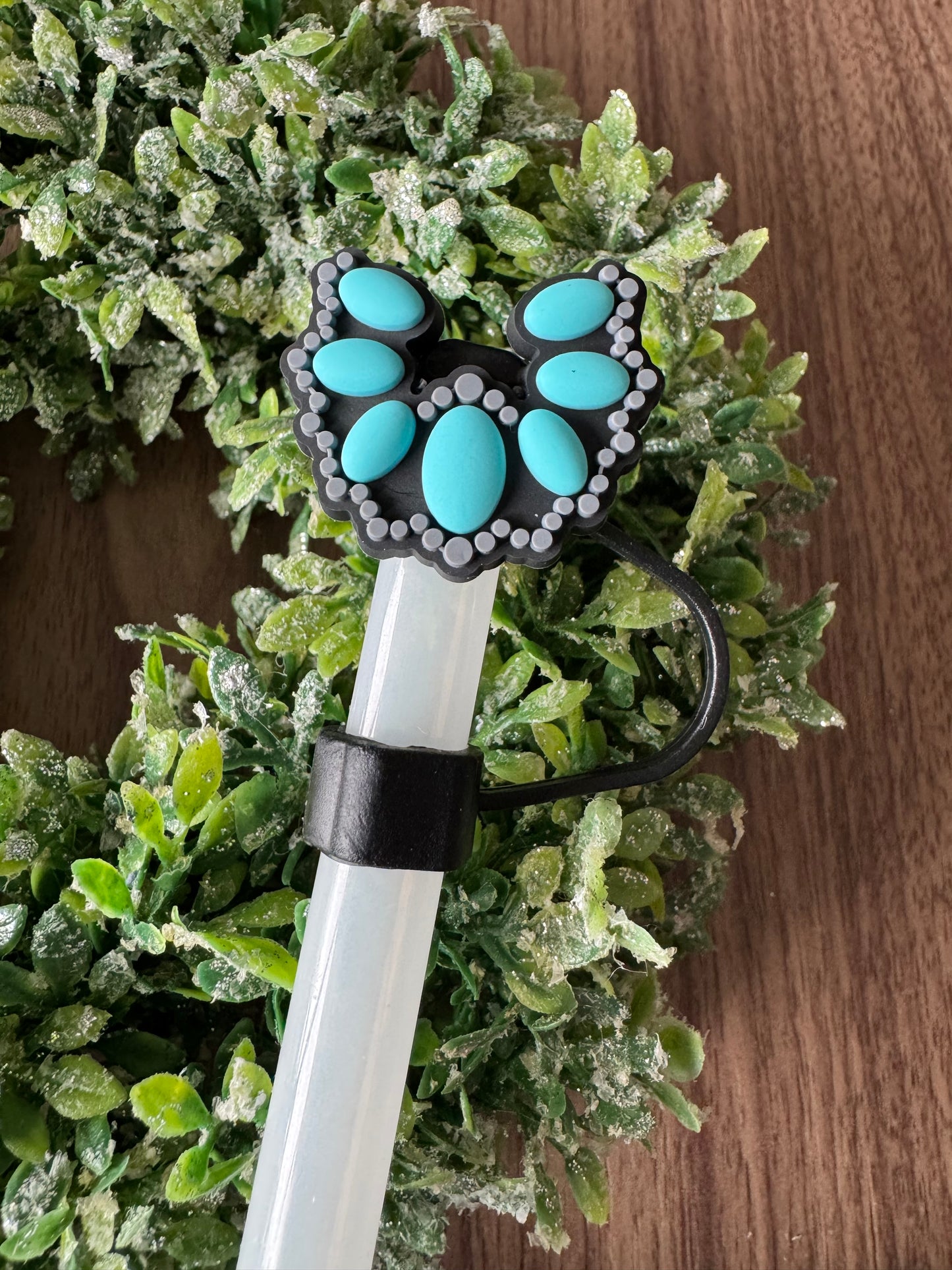 Turquoise Horseshoe Straw Topper