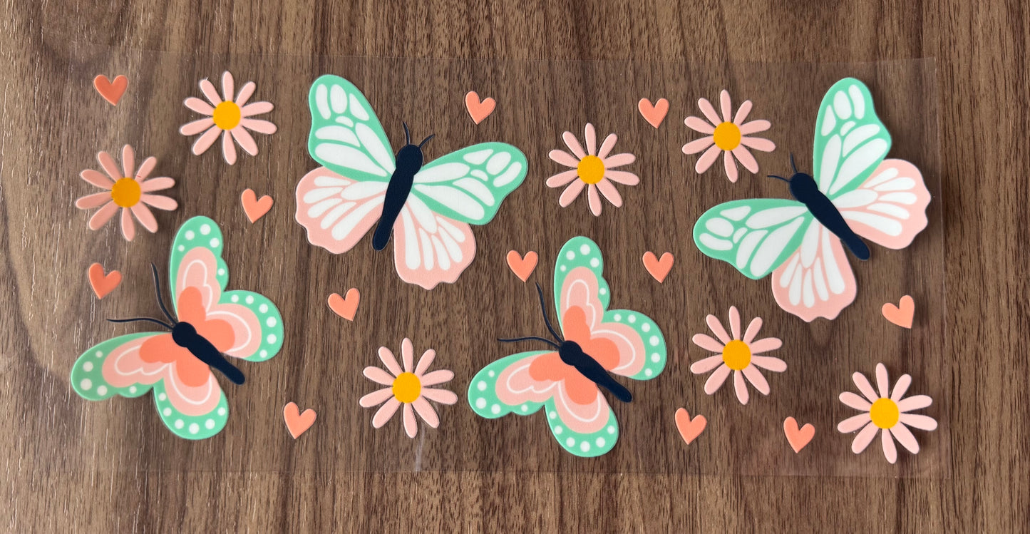 Teal & Pink Butterflies Cup Wrap