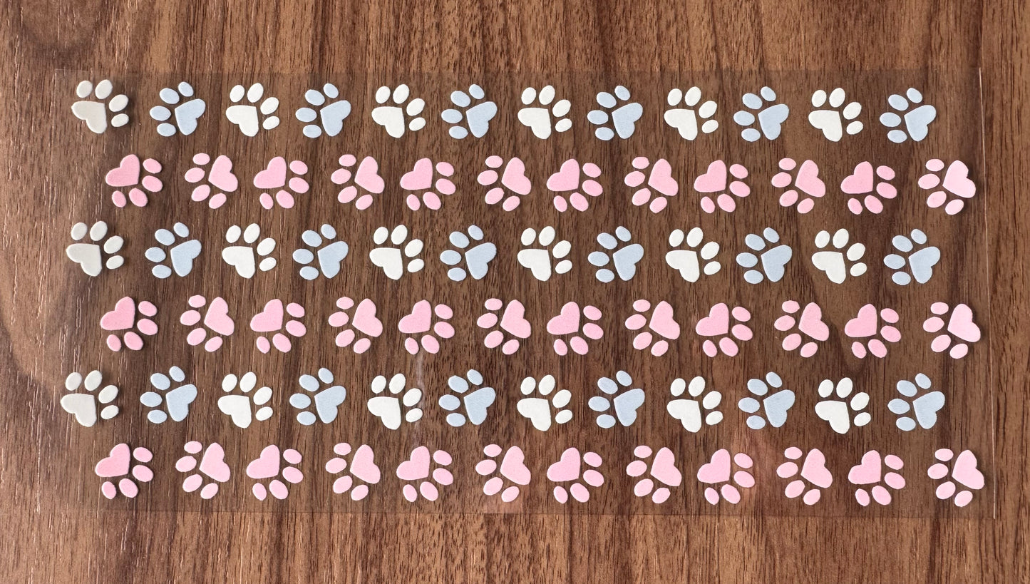 Pink, White, Blue Paws Cup Wrap