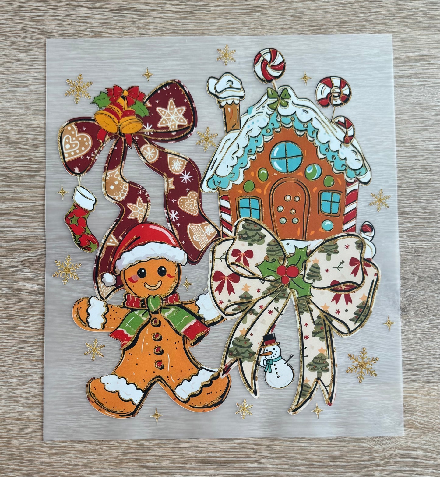 Christmas Bows & Gingerbread Transfer