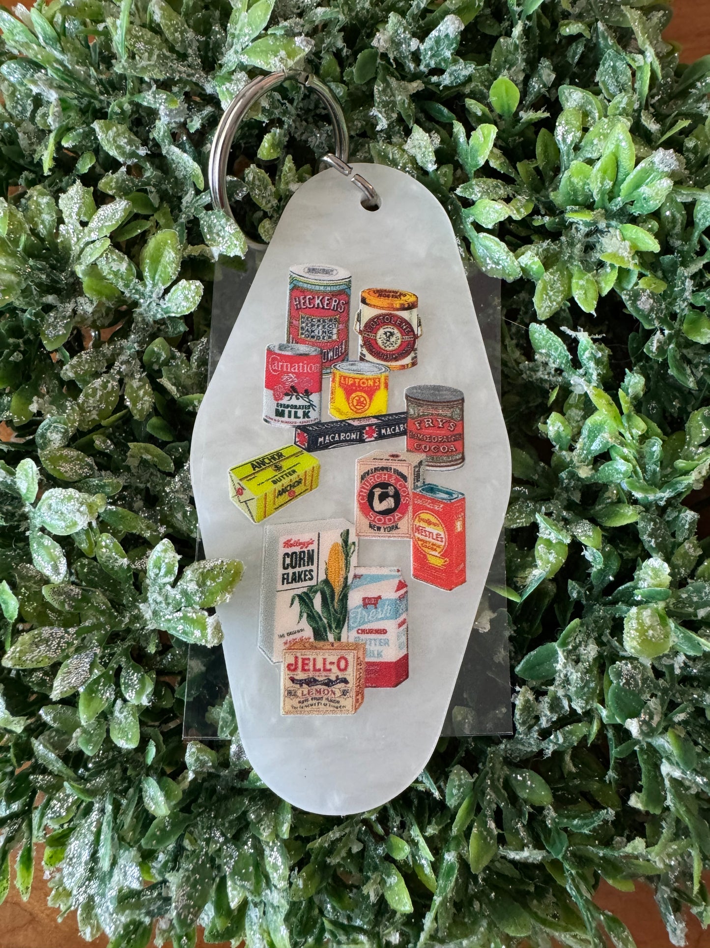 Old School Groceries Keychain Decal