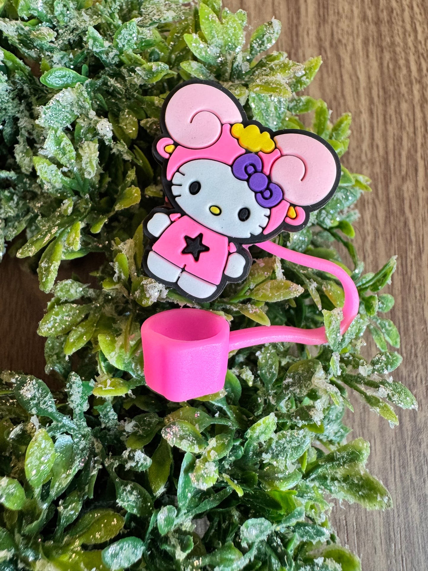 Pink Kitty Star Straw Topper