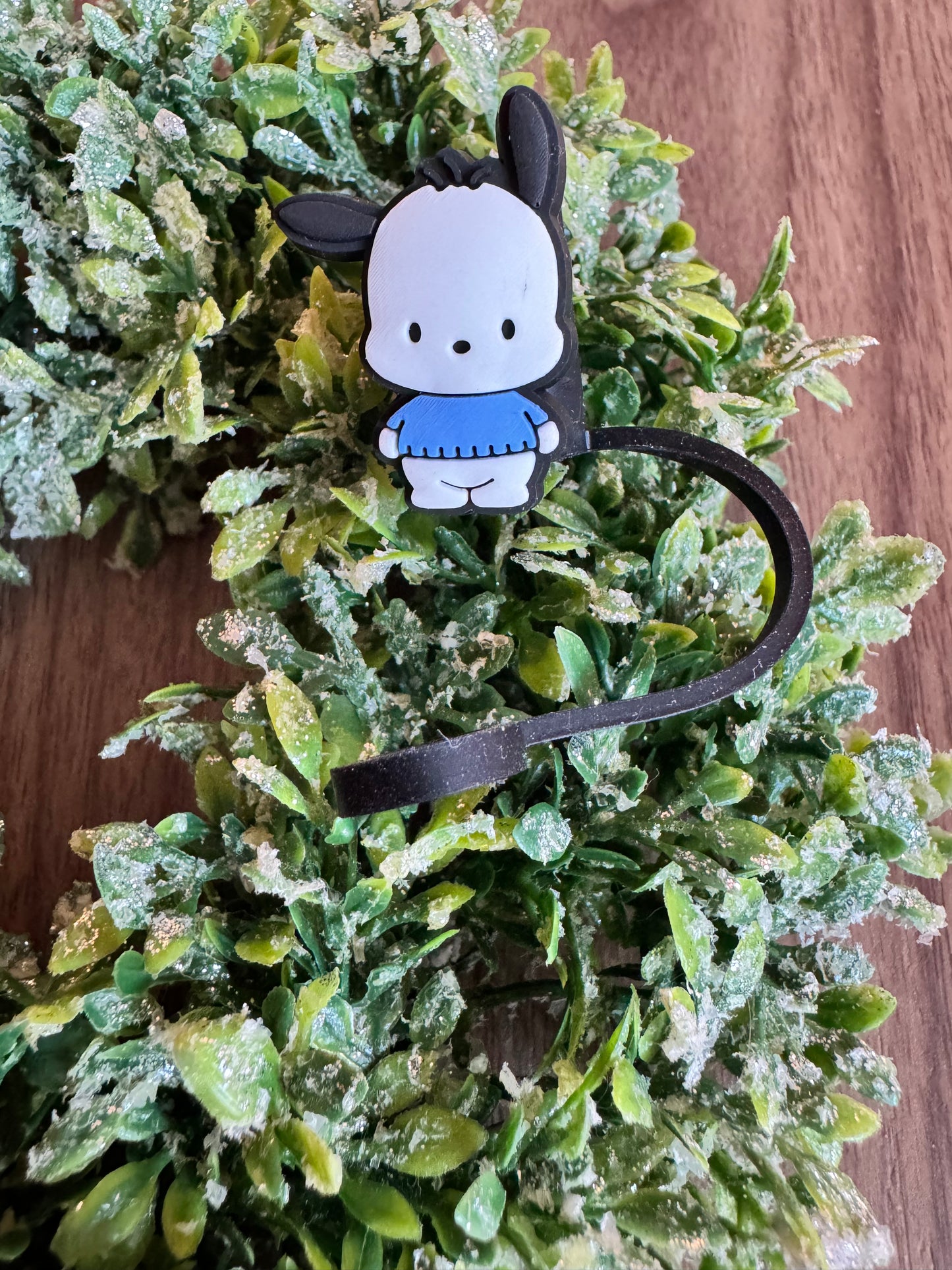 Blue Kawaii Dog Straw Topper