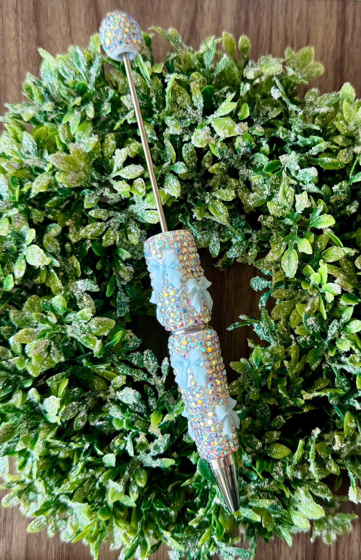 Silver/Baby Blue Bow Fancy Pen
