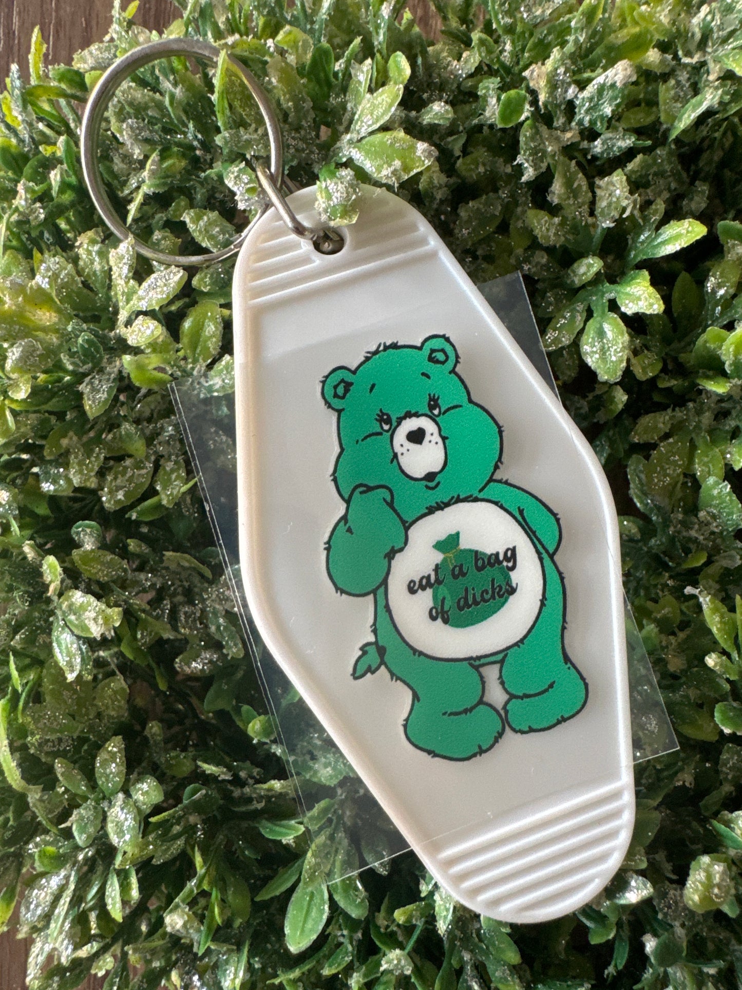 Dark Green Swear Bear Keychain Decal