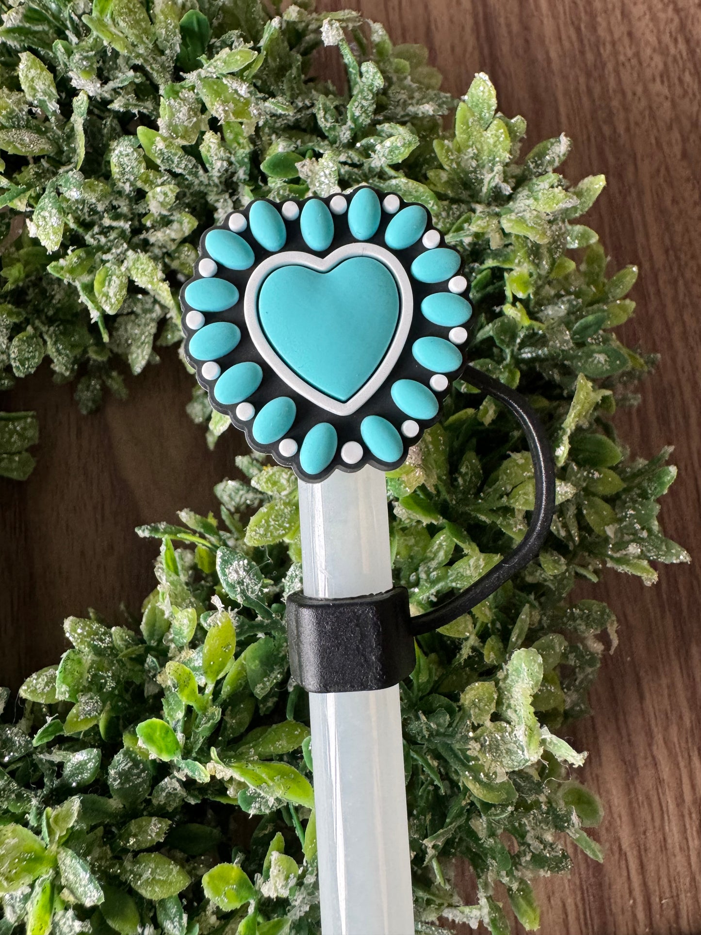 Turquoise Heart Straw Topper