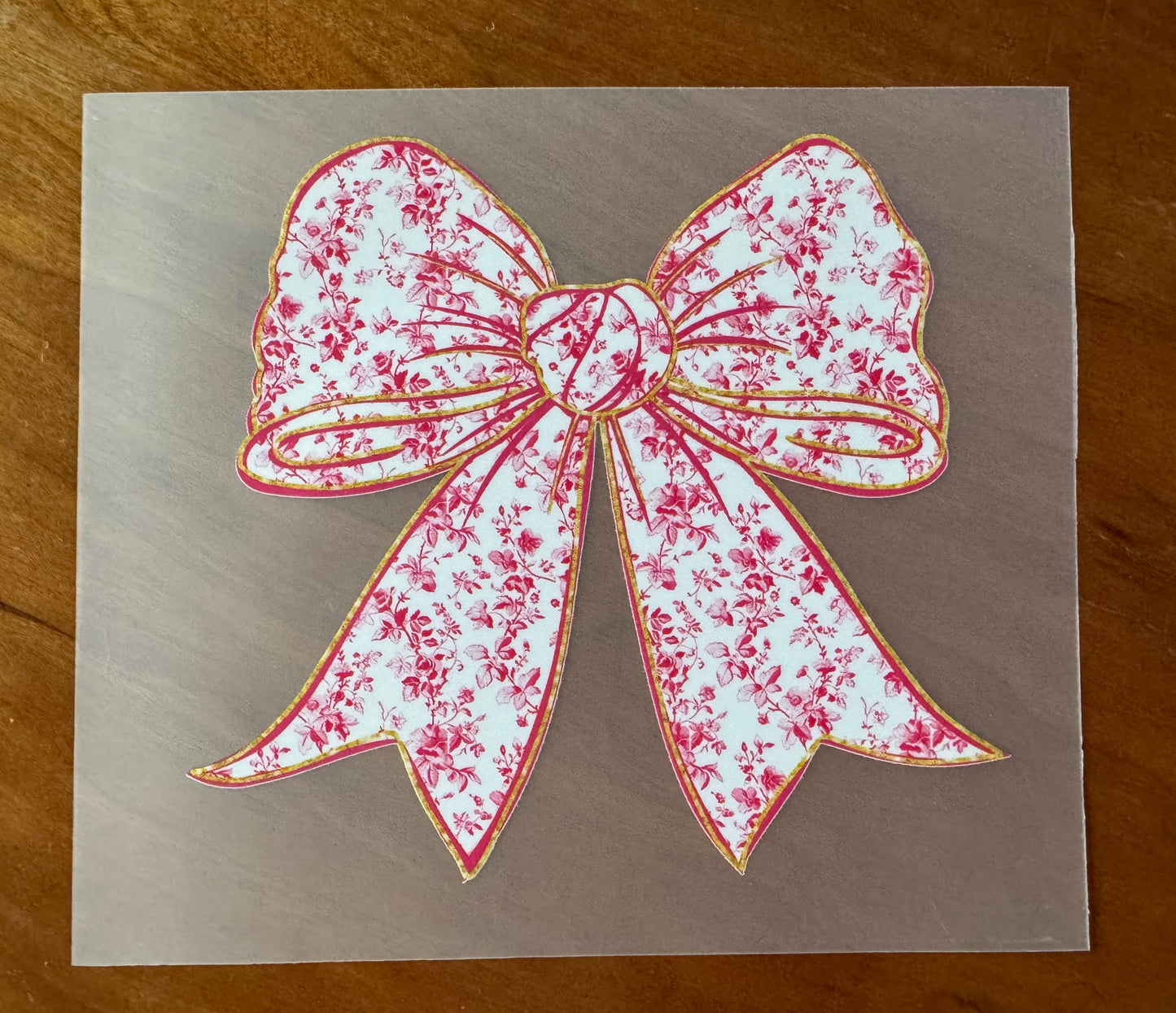 Pink Floral Bow Transfer