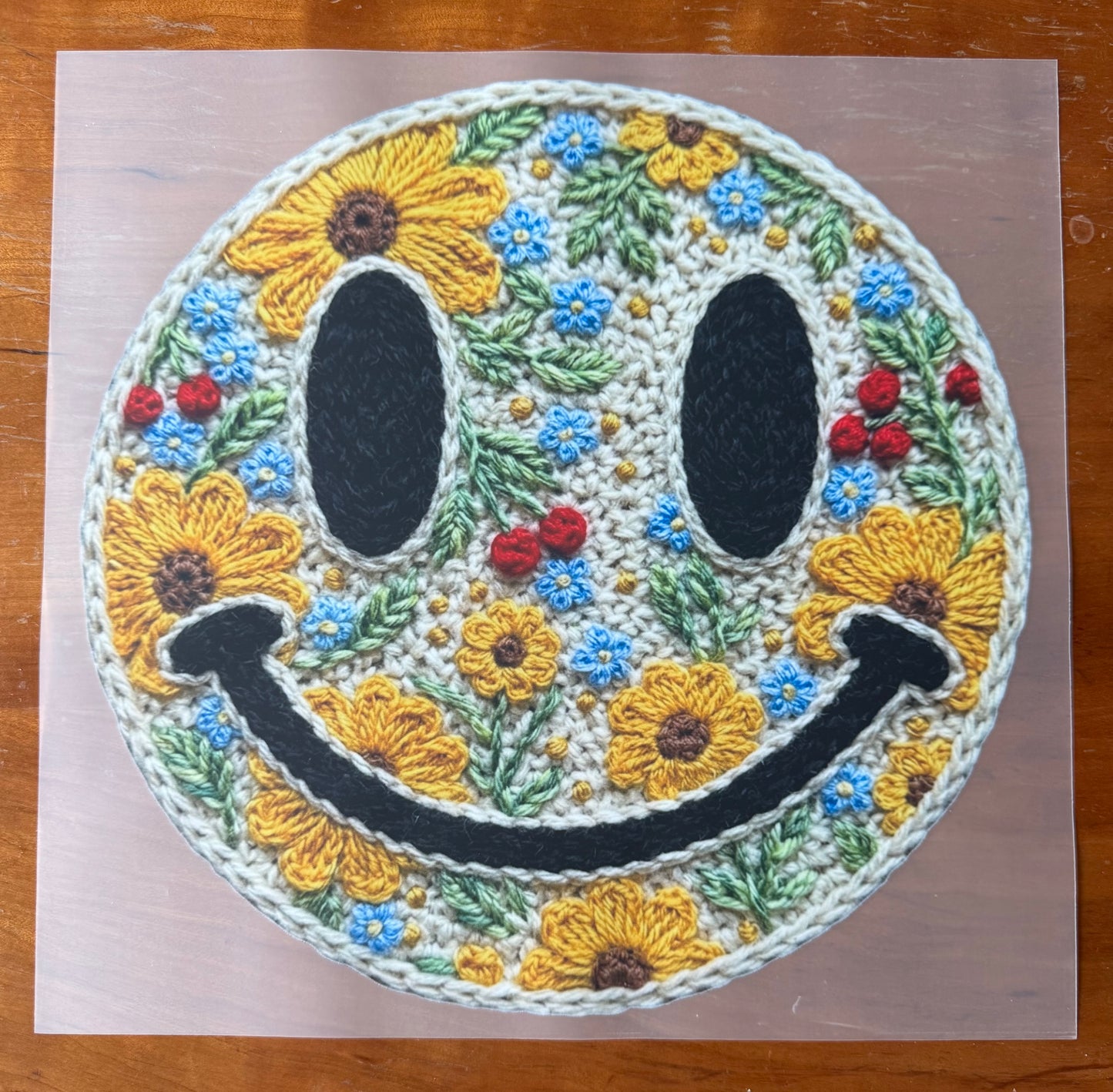 Flowery Smiley Face Transfer
