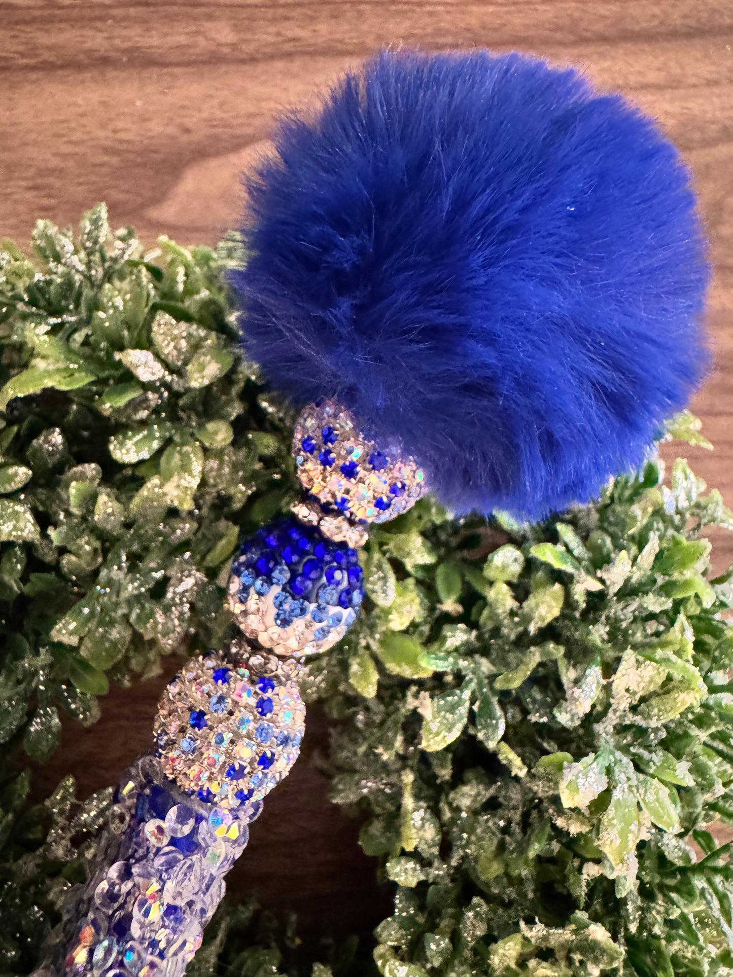 Dark Blue Fluffy Pom Pen