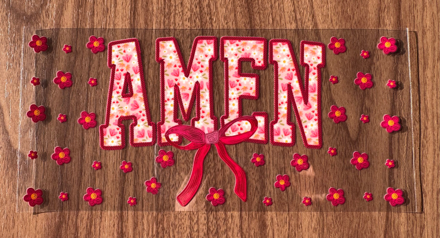 Pink Flowery Amen Cup Wrap