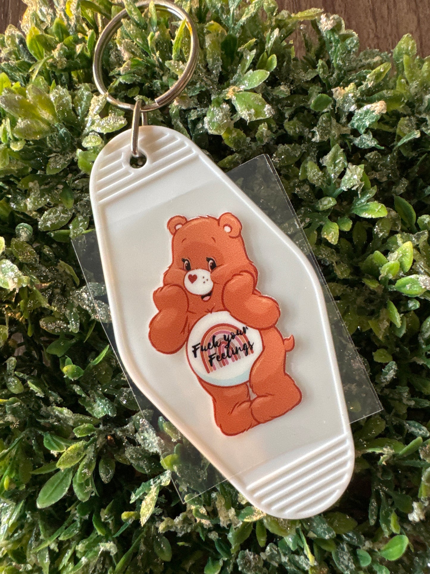 Orange Feelings Swear Bear Keychain Decal