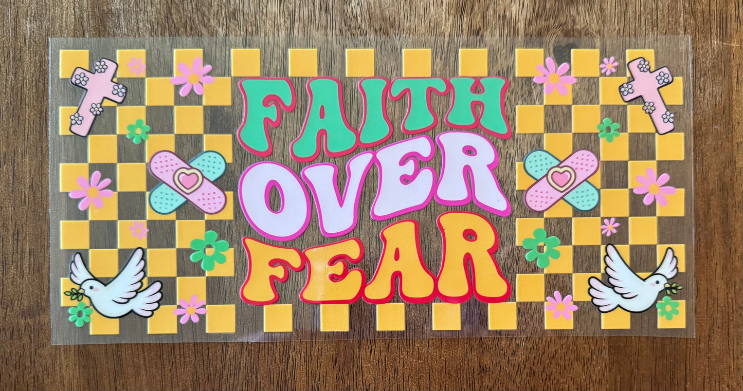 Checkered Faith Over Fear Cup Wrap