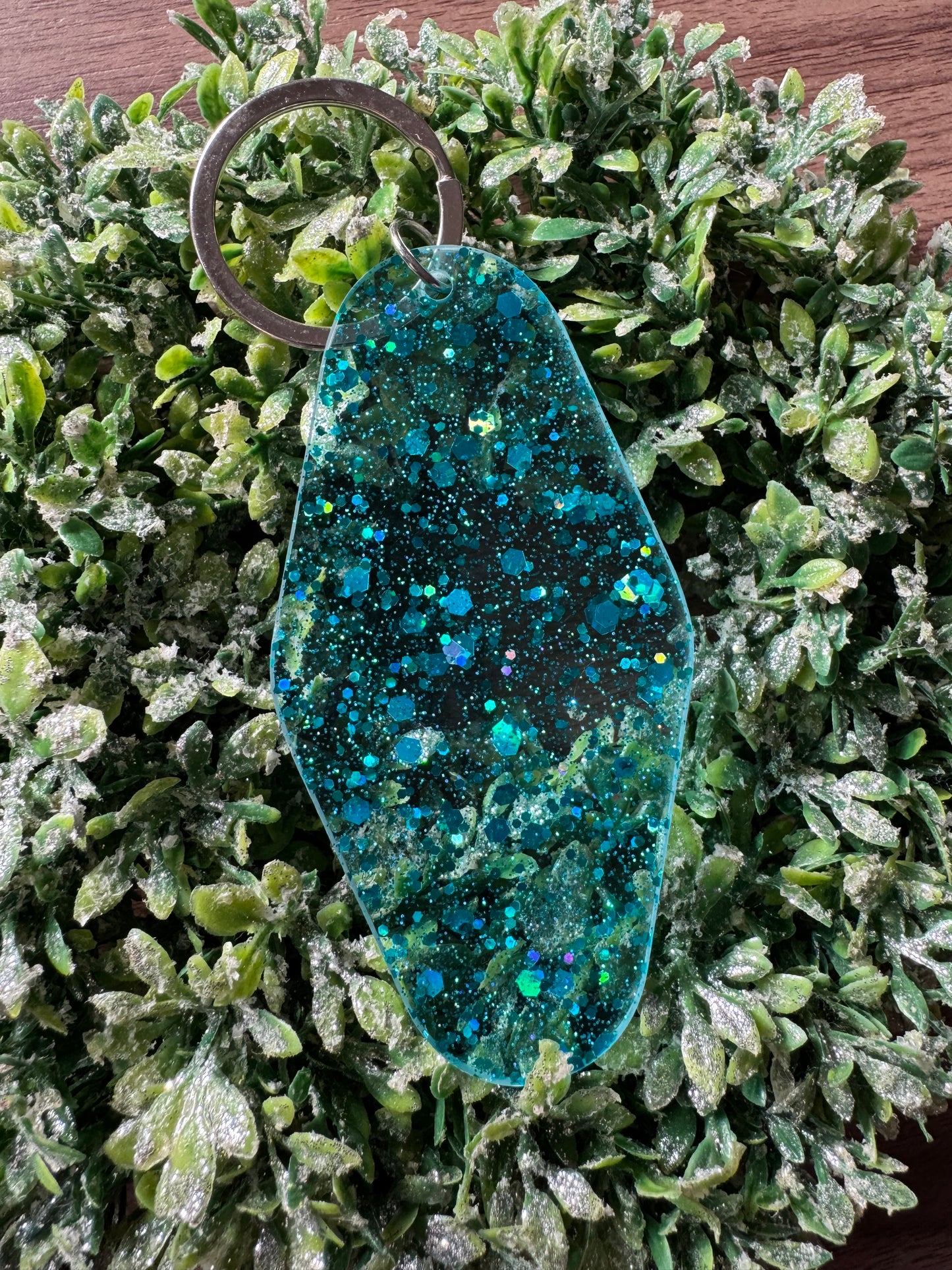 Teal Sparkle Motel Keychain