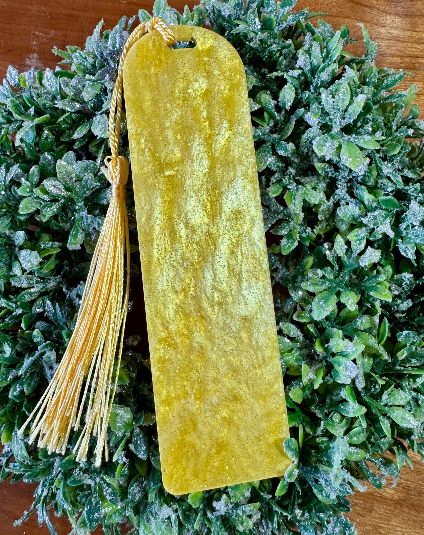 Yellow Sparkly Marble Bookmark